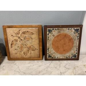 Set of 2 Ceramic Tiles in Wooden Frame Trivet made by The Country Craftsman 9